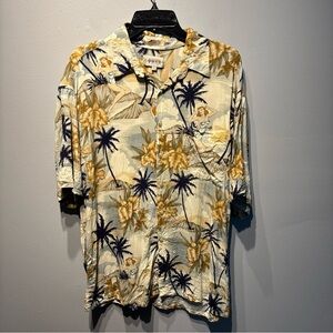 Campia Moda Hawaiian Shirt Retro Aloha Palm Trees Pinup‎ girls Men’s XL Rayon